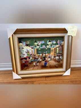 Thomas Kinkade Disney Mickey and Minnie Schoolhouse framed canvas wall art